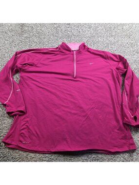 Nike Running Pullover Womens 3X Pink Mock Dri-Fit Long Sleeve Thumbholes